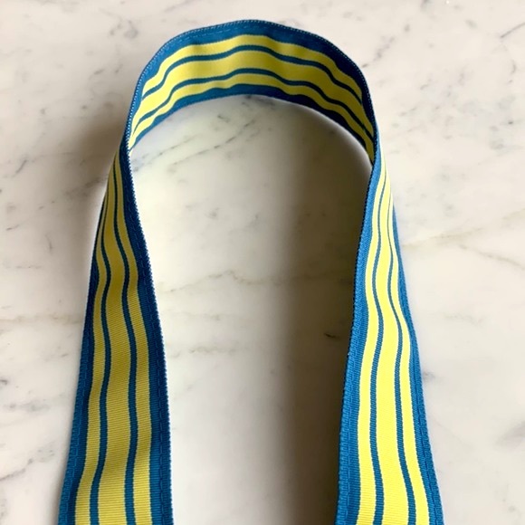 J. Crew Belt D-Ring Yellow Blue Grosgrain Womens Size L XL - Picture 11 of 12